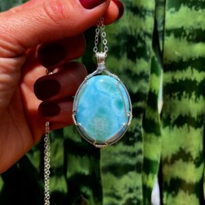 Larimar Necklace - in sterling silver - Throat Chakra Stone - Soulmate Stone - Larimar crystal - crystal necklace