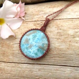 Larimar macrame necklace, mothers day gift ideas, gifts for her, mom gifts, gift ideas for the coastal grandma, ocean lover, the boho beauty