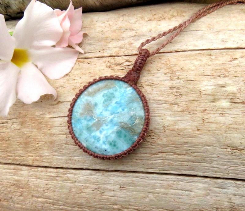Larimar Macrame Necklace, Mothers Day Gift Ideas, Gifts For Her, Mom Gifts, Gift Ideas For The Coastal Grandma, Ocean Lover, The Boho Beauty