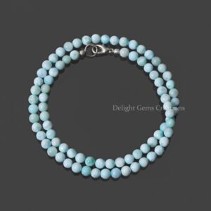 Natural Dominican Larimar Beaded necklace, 5mm Smooth Round Beads Necklace, Ethical Larimar Jewelry, Unisex Necklace, Gift For Her