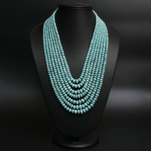 Natural Larimar Faceted Roundel Beaded Necklace, 5 Mm To 13 Mm, Larimar Necklace, Inner 17 Inches To Outer 24 Inches, Price Per Necklace