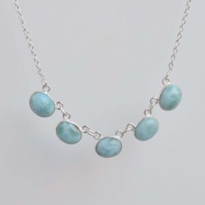 Natural Larimar Necklace: Handmade 925 Sterling Silver Gemstone Jewelry