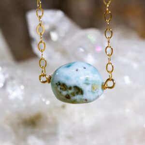 Raw Larimar Necklace - Larimar Jewelry - Raw Crystal Necklace - Healing Crystal Neckalce - Raw Stone Jewelry - Dolphin Stone
