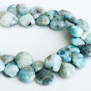 10-12mm Natural Larimar Faceted Heart Beads, Larimar Faceted Heart Briolettes, Larimar Faceted Hearts For Jewelry (4in To 8in Options) 10-12mm Natural Larimar Faceted Heart Beads, Larimar Faceted Heart Briolettes, Larimar Faceted Hearts For Jewelry (4in To 8in Options)