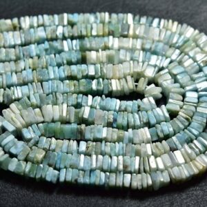 16 inches - Natural Smooth Larimar Heishi Square Shape Beads - Size is 6 mm #1308 16 inches - Natural Smooth Larimar Heishi Square Shape Beads - Size is 6 mm #1308