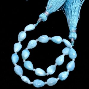 AAA+ Larimar 6x9mm Pear Briolette, Larimar Gemstone Faceted Pear Beads | 8inch Strand | Natural Larimar Loose Semi Precious Gemstone Beads