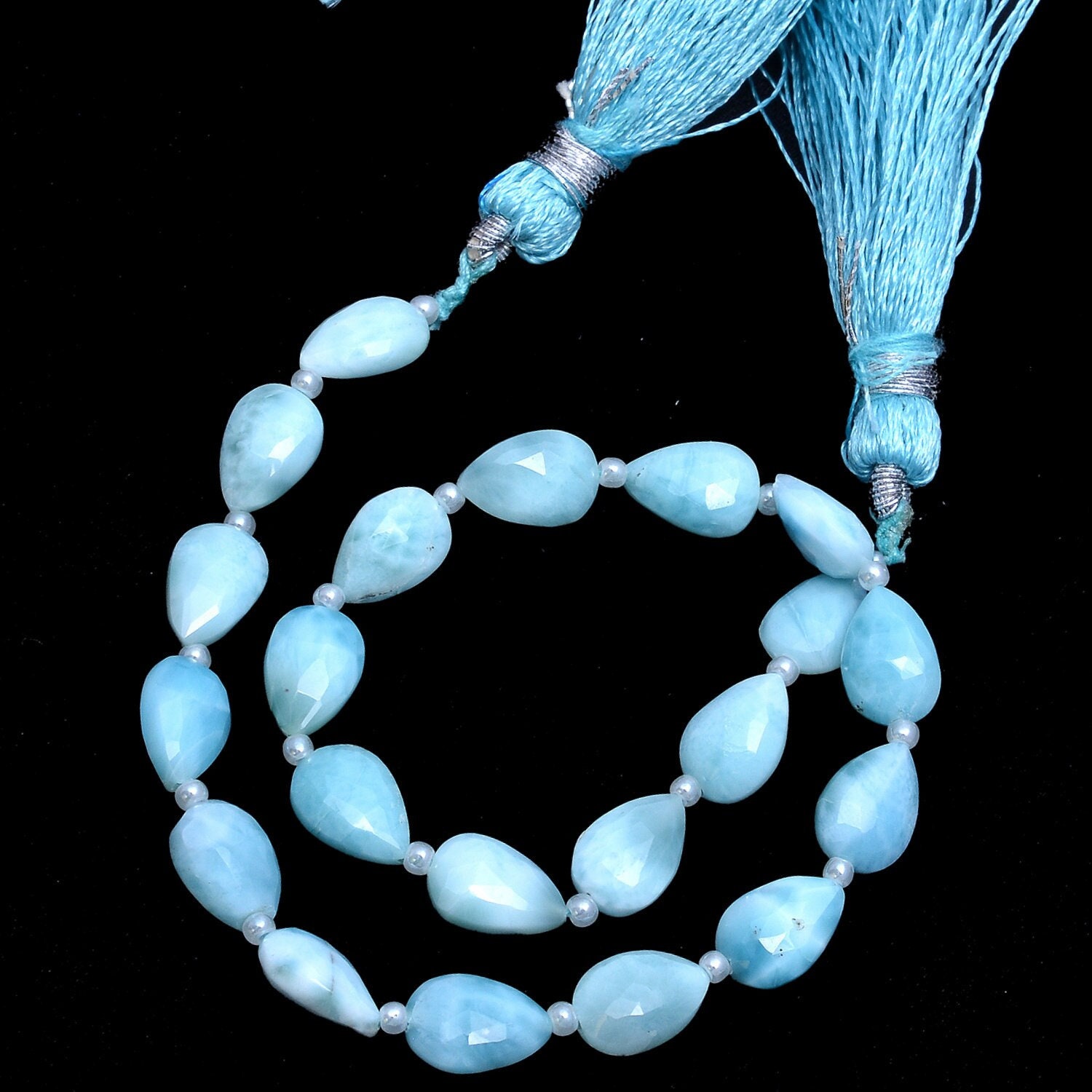 Aaa+ Larimar 6x9mm Pear Briolette, Larimar Gemstone Faceted Pear Beads | 8inch Strand | Natural Larimar Loose Semi Precious Gemstone Beads