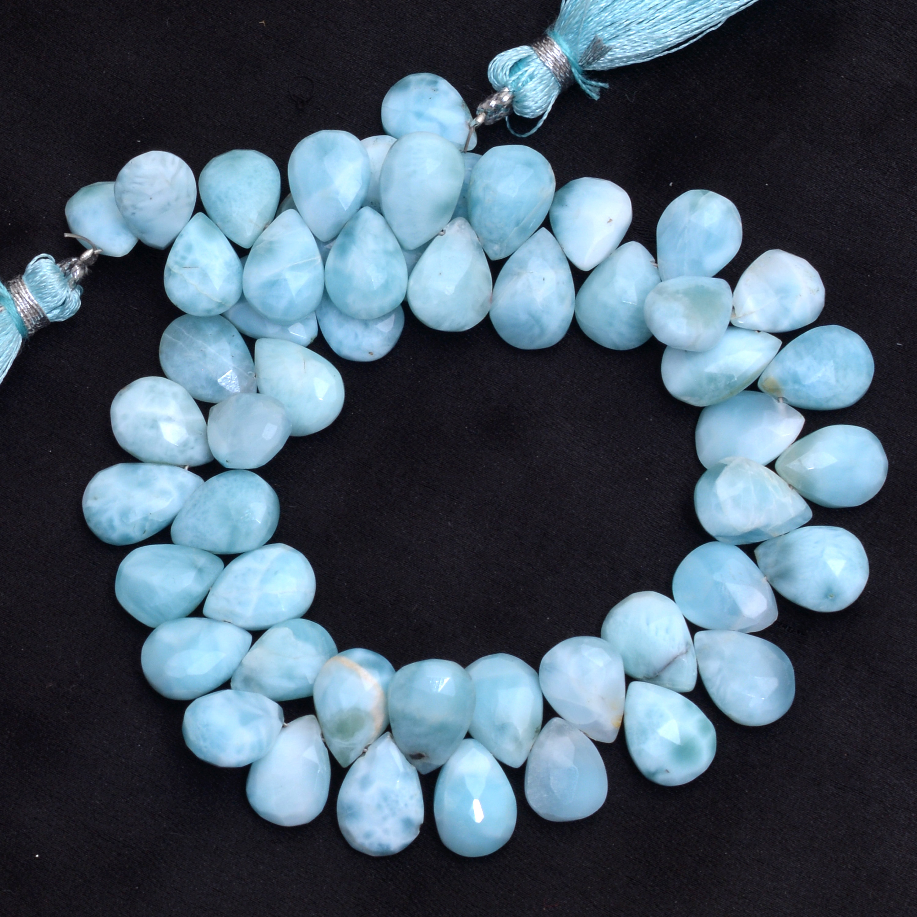 Aaa+ Larimar Gemstone 7x10mm Faceted Pear Briolette Beads | 8" Strand | Natural Larimar Loose Semi Precious Gemstone Briolette For Jewelry