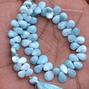 Aaa+ Larimar Gemstone 7x5mm-6x8mm Faceted Pear Briolette Beads | 8" Strand | Natural Larimar Loose Semi Precious Gemstone Beads For Jewelry Aaa+ Larimar Gemstone 7x5mm-6x8mm Faceted Pear Briolette Beads | 8" Strand | Natural Larimar Loose Semi Precious Gemstone Beads For Jewelry