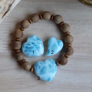 Aaa Larimar Heart Loose Beads Horizontally Drilled Hole