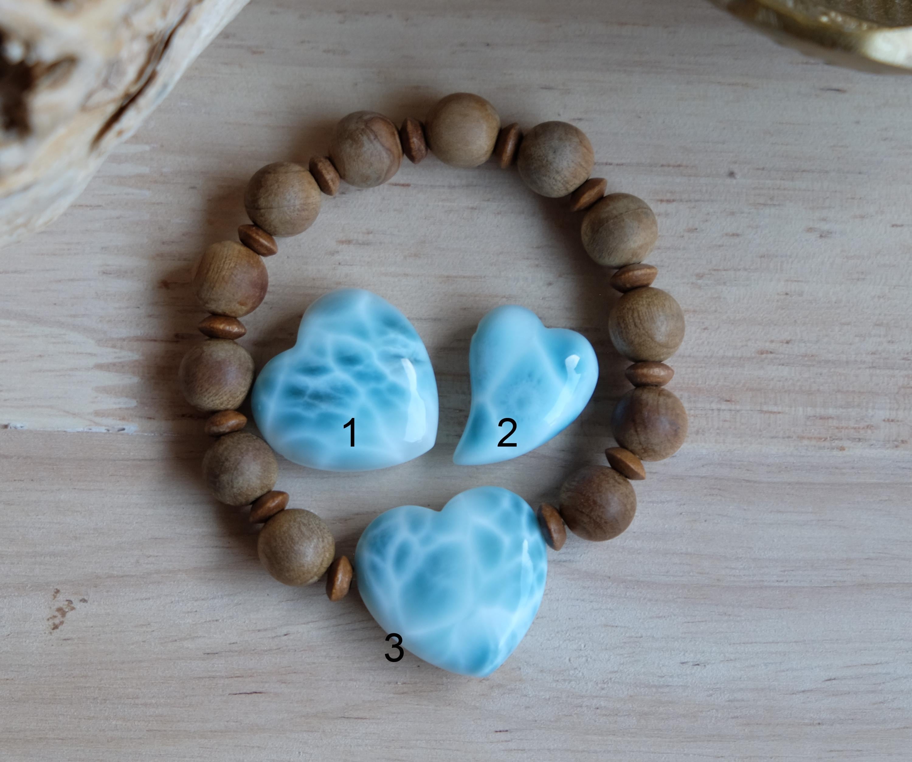 Aaa Larimar Heart Loose Beads Horizontally Drilled Hole