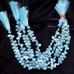 Larimar Briolette Beads, Larimar Gemstone 6x8mm Faceted Pear Beads | 8inch Strand | Natural Larimar Semi Precious Gemstone Beads for Jewelry Larimar Briolette Beads, Larimar Gemstone 6x8mm Faceted Pear Beads | 8inch Strand | Natural Larimar Semi Precious Gemstone Beads for Jewelry