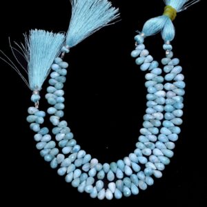 Dominican Larimar Gemstone 5x8mm Faceted Teardrop Briolette Beads | 8inch Strand | Natural Larimar Semi Precious Gemstone Loose Drops Beads Dominican Larimar Gemstone 5x8mm Faceted Teardrop Briolette Beads | 8inch Strand | Natural Larimar Semi Precious Gemstone Loose Drops Beads
