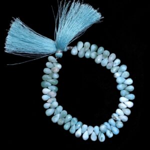 Dominican Larimar Gemstone 5x8mm-6x9mm Faceted Teardrop Briolette Beads | 8inch Strand | Natural Larimar Semi Precious Gemstone Loose Drops Dominican Larimar Gemstone 5x8mm-6x9mm Faceted Teardrop Briolette Beads | 8inch Strand | Natural Larimar Semi Precious Gemstone Loose Drops