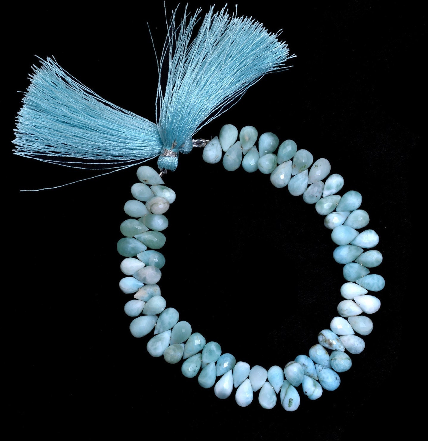 Dominican Larimar Gemstone 5x8mm-6x9mm Faceted Teardrop Briolette Beads | 8inch Strand | Natural Larimar Semi Precious Gemstone Loose Drops