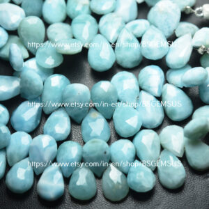Finest Quality, natural Larimar Faceted Pear Shape Briolettes, size 11-13mm