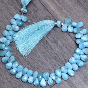 Larimar Gemstone 6x9mm Faceted Pear Briolette Beads | 8" Strand | Natural Aaa+ Larimar Loose Semi Precious Gemstone Briolette For Jewelry Larimar Gemstone 6x9mm Faceted Pear Briolette Beads | 8" Strand | Natural Aaa+ Larimar Loose Semi Precious Gemstone Briolette For Jewelry