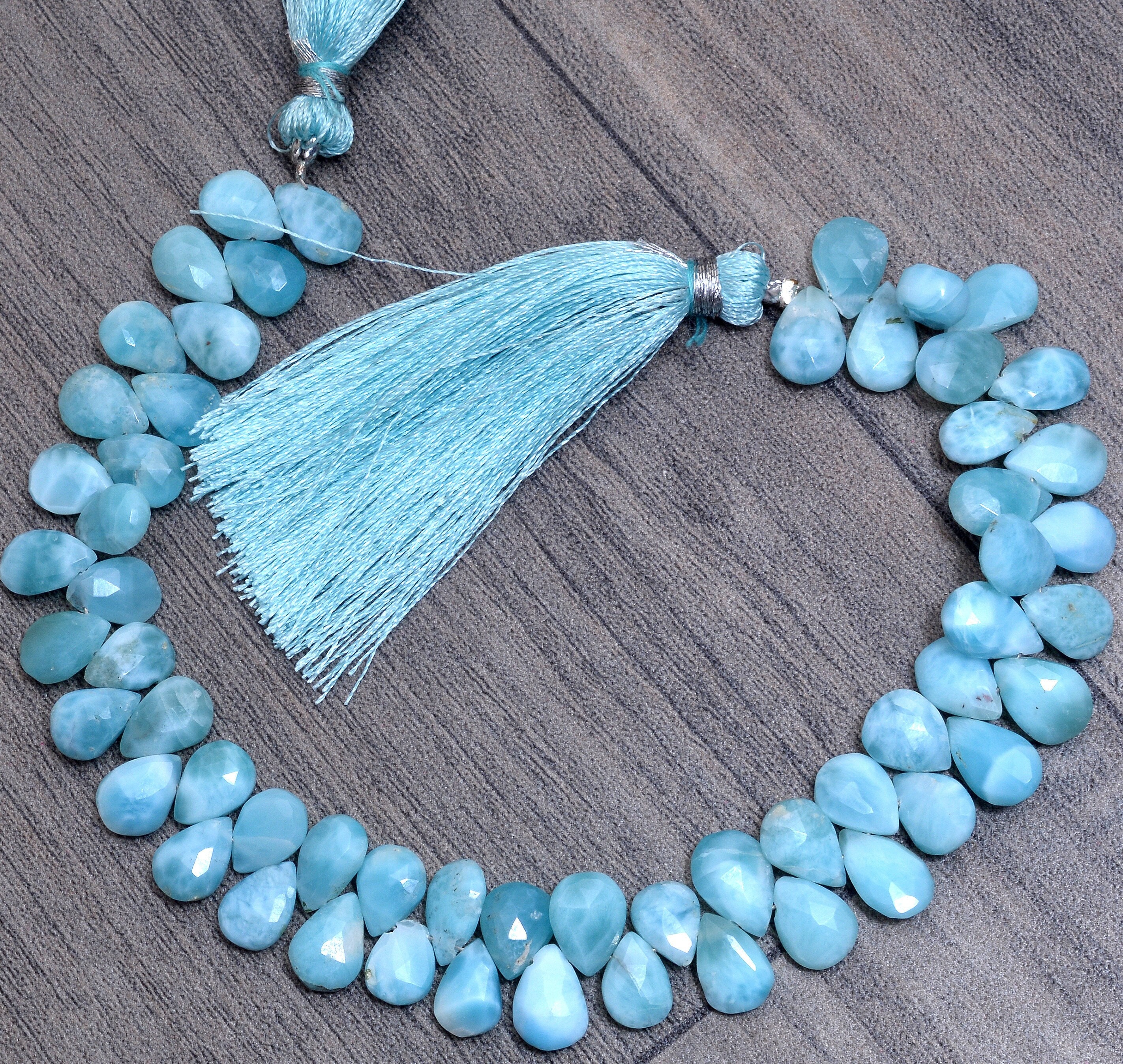 Larimar Gemstone 6x9mm Faceted Pear Briolette Beads | 8" Strand | Natural Aaa+ Larimar Loose Semi Precious Gemstone Briolette For Jewelry