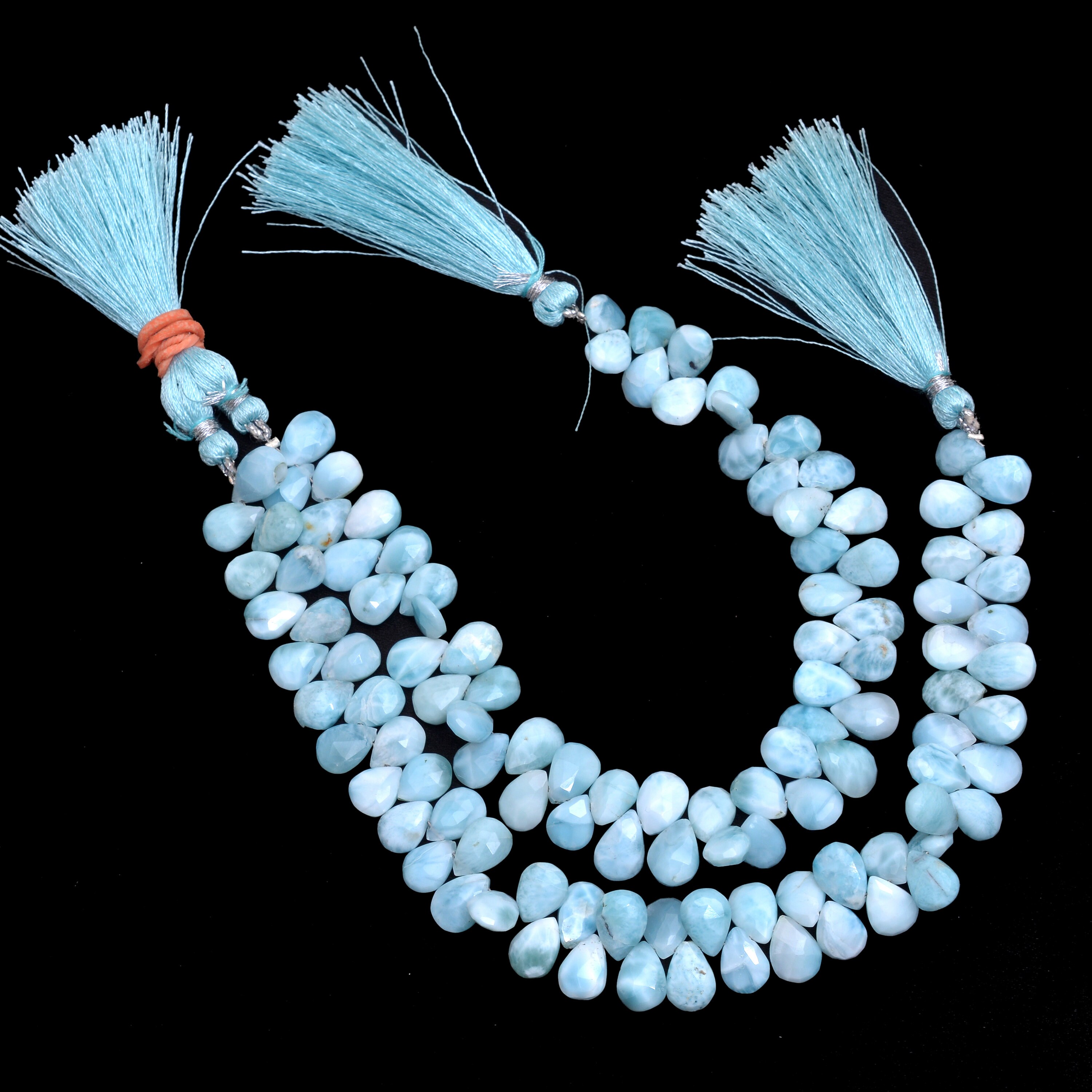 Larimar Gemstone 7x10mm Faceted Pear Briolette Beads, 8inch Strand, Natural Aaa+ Larimar Loose Semi Precious Gemstone Briolette For Jewelry