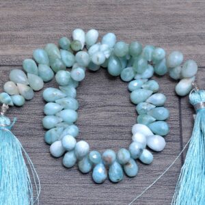Larimar Gemstone 7x5mm Faceted Teardrop Briolette Beads | 8" Strand | Natural Larimar Loose Semi Precious Gemstone Teardrop Briolette Beads Larimar Gemstone 7x5mm Faceted Teardrop Briolette Beads | 8" Strand | Natural Larimar Loose Semi Precious Gemstone Teardrop Briolette Beads