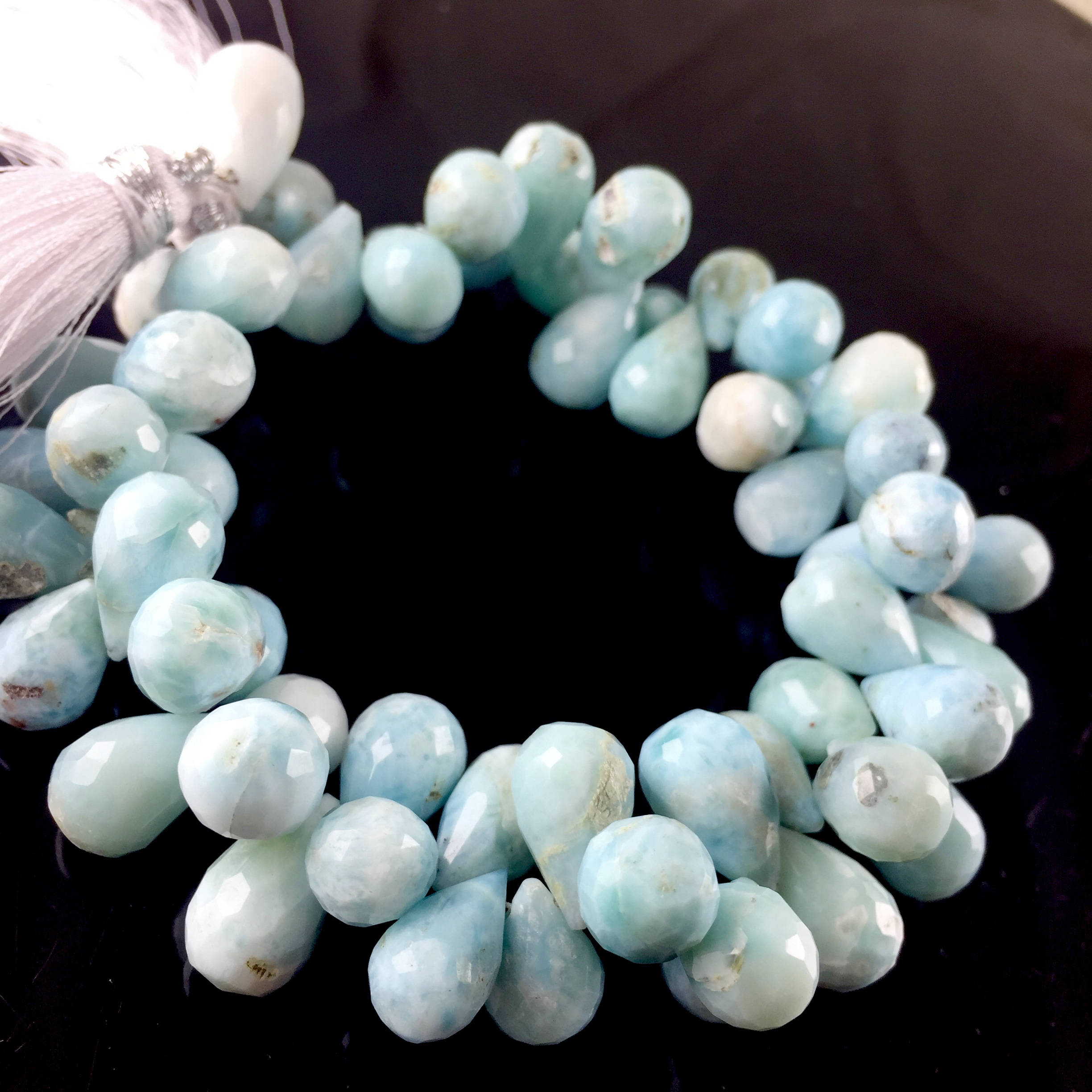 Lari03f - Half Strand Of Larimar Faceted Drops