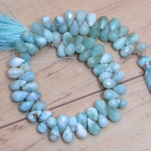 Multi Larimar Teardrop Beads, Gemstone 7x5mm-6x8mm Graduating Drops Briolette | 8inch Strand | Natural Larimar Semi Precious Gemstone Beads Multi Larimar Teardrop Beads, Gemstone 7x5mm-6x8mm Graduating Drops Briolette | 8inch Strand | Natural Larimar Semi Precious Gemstone Beads