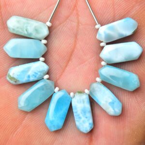Natural Larimar Fancy Beads 6.5x15mm Smooth Fancy Shape Briolettes Gemstone Beads Superb Larimar Plain Beads Calibrated Stone Beads No5999 Natural Larimar Fancy Beads 6.5x15mm Smooth Fancy Shape Briolettes Gemstone Beads Superb Larimar Plain Beads Calibrated Stone Beads No5999