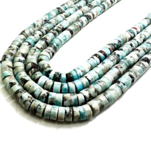 Natural Larimar Heishi Beads: Caribbean Blue Gemstone Strands Natural Larimar Heishi Beads: Caribbean Blue Gemstone Strands