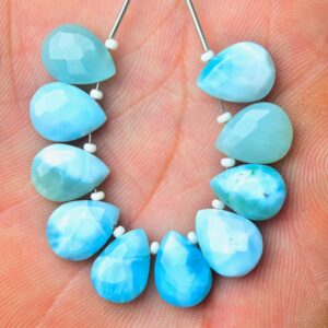 Natural Larimar Pear Beads 10x14mm Faceted Pear Briolettes Larimar Calibrated Gemstone Beads For Jewelry Making Beads 4,6,8pcs No5936