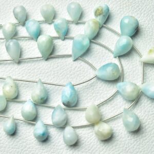 Natural Larimar Teardrop Beads 6x10mm To 9x16mm Faceted Teardrop Briolettes Larimar Drop Beads Jewelry Gemstone Beads 7 Inches Strand No5935 Natural Larimar Teardrop Beads 6x10mm To 9x16mm Faceted Teardrop Briolettes Larimar Drop Beads Jewelry Gemstone Beads 7 Inches Strand No5935