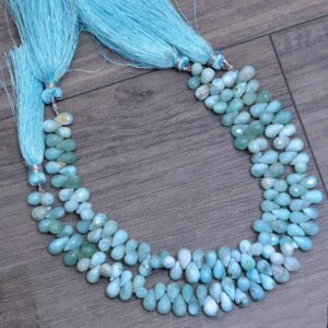 Natural Larimar Teardrop Beads, Gemstone 7x5mm Drops Briolette | 8inch Strand | Rare Dominican Larimar Semi Precious Gemstone Loose Beads Natural Larimar Teardrop Beads, Gemstone 7x5mm Drops Briolette | 8inch Strand | Rare Dominican Larimar Semi Precious Gemstone Loose Beads