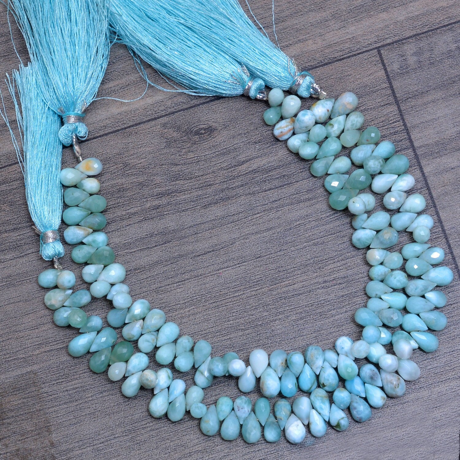 Natural Larimar Teardrop Beads, Gemstone 7x5mm Drops Briolette | 8inch Strand | Rare Dominican Larimar Semi Precious Gemstone Loose Beads