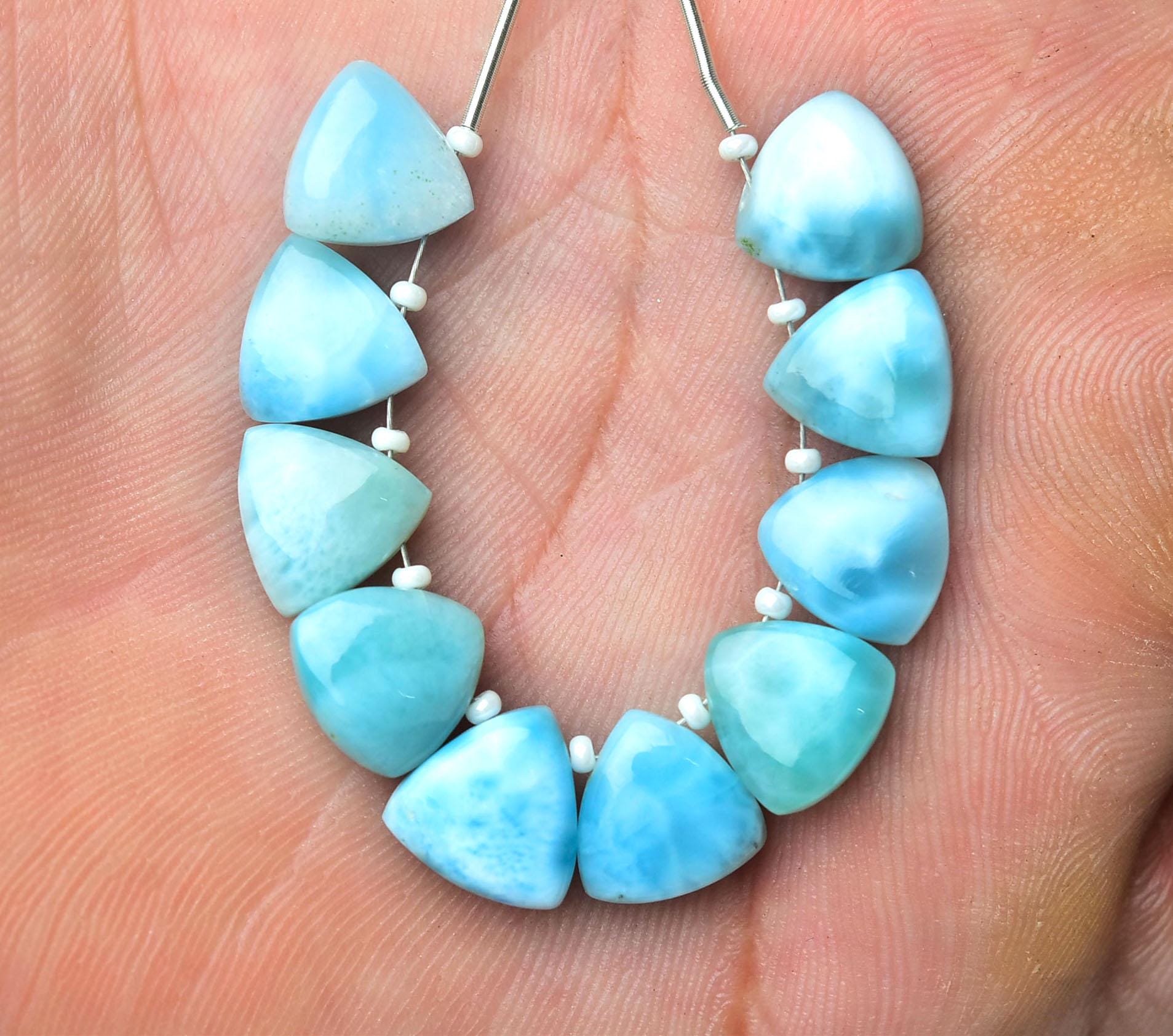 Natural Larimar Trillion Beads 10mm Smooth Trillion Briolettes Gemstone Beads Superb Larimar Plain Beads Jewelry Earring Beads Pair No5993 Natural Larimar Trillion Beads 10mm Smooth Trillion Briolettes Gemstone Beads Superb Larimar Plain Beads Jewelry Earring Beads Pair No5993