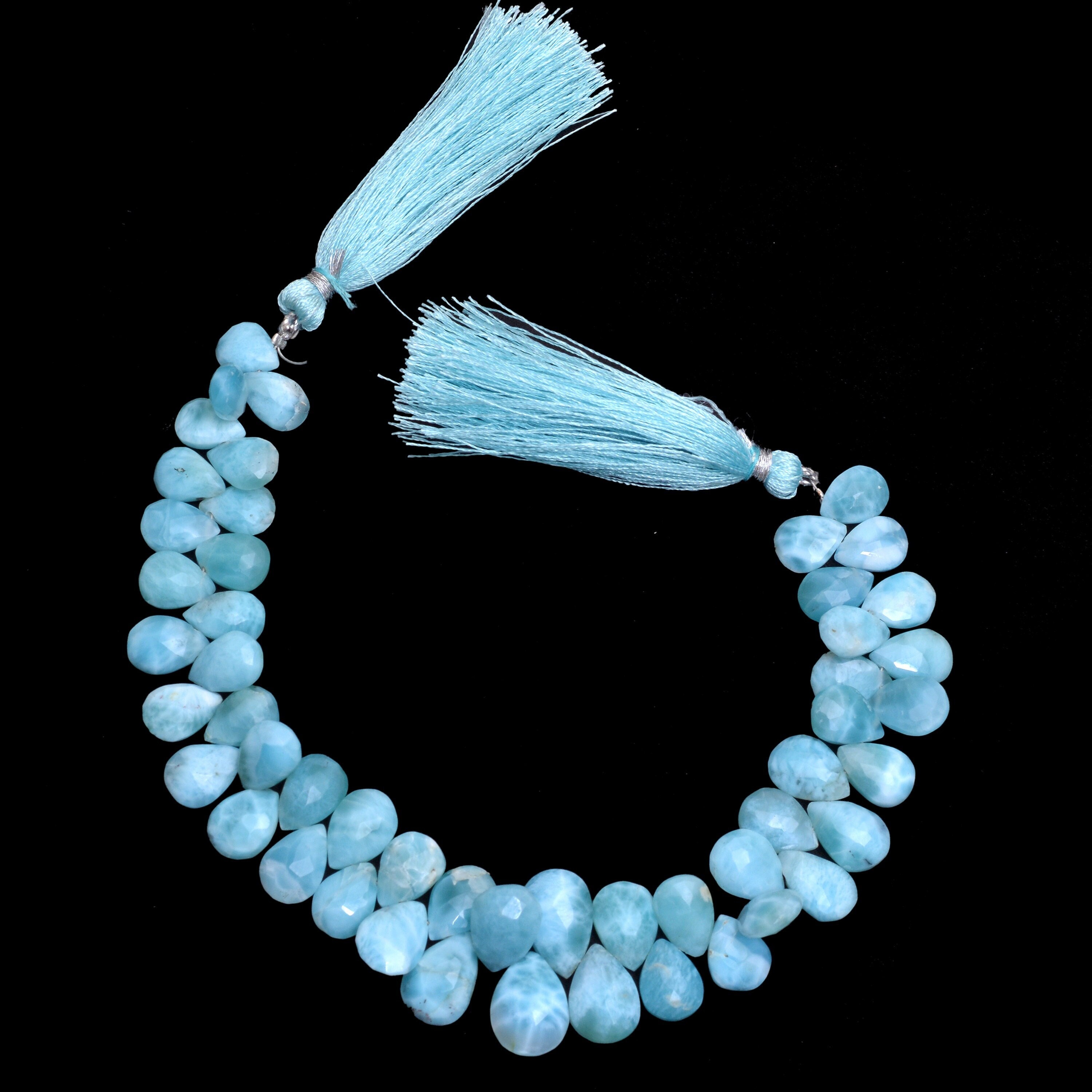 Rare Larimar Briolette, Larimar Gemstone 7x9mm-10x12mm Faceted Pear Beads | 8" Strand | Natural Aaa+ Larimar Semi Precious Gemstone Beads