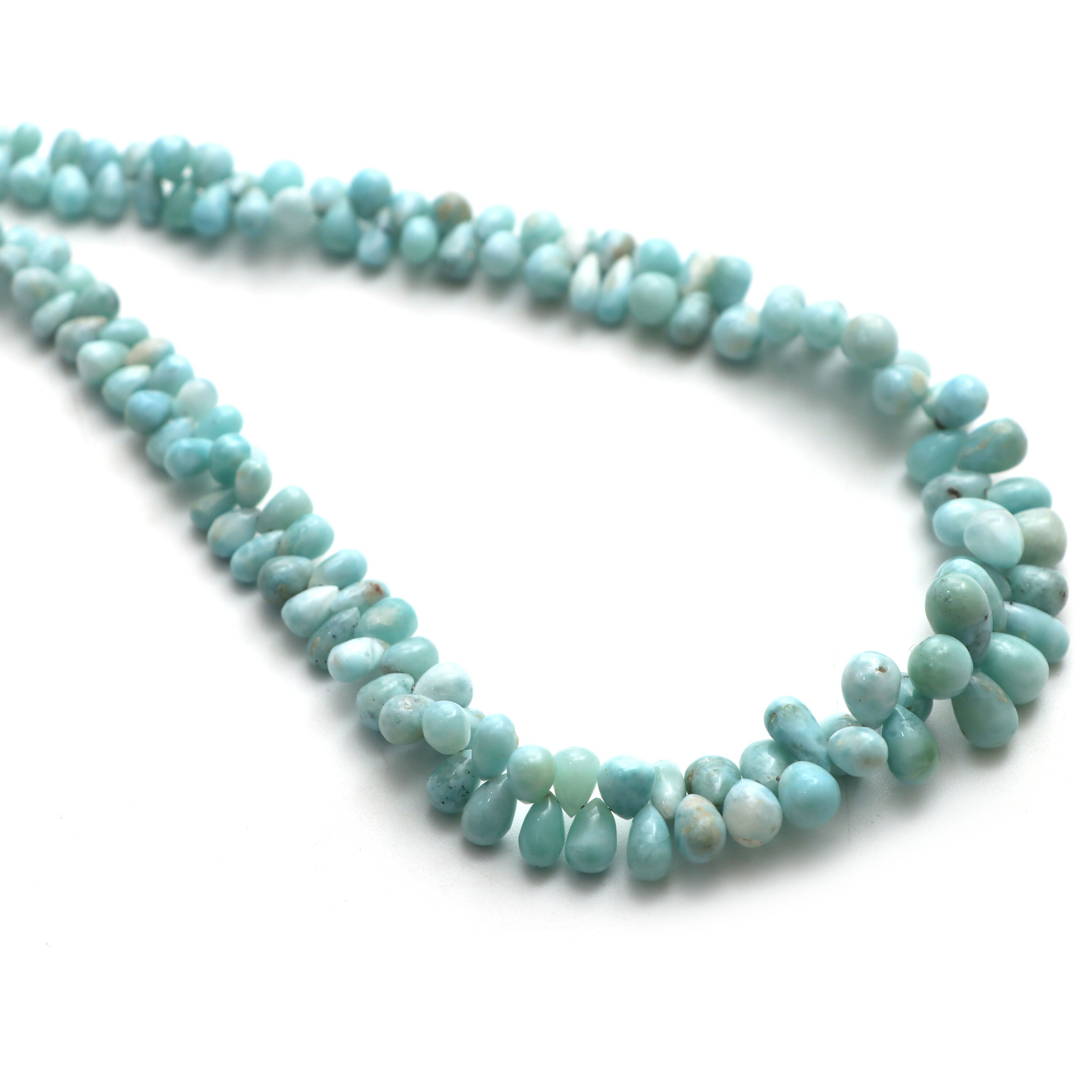 Larimar Smooth Drop Beads, 3x3.5 Mm To 5.5x11 Mm, Larimar Jewelry Making Beads, Plain Larimar Drop Beads, 18 Inch Strand, Price Per Strand