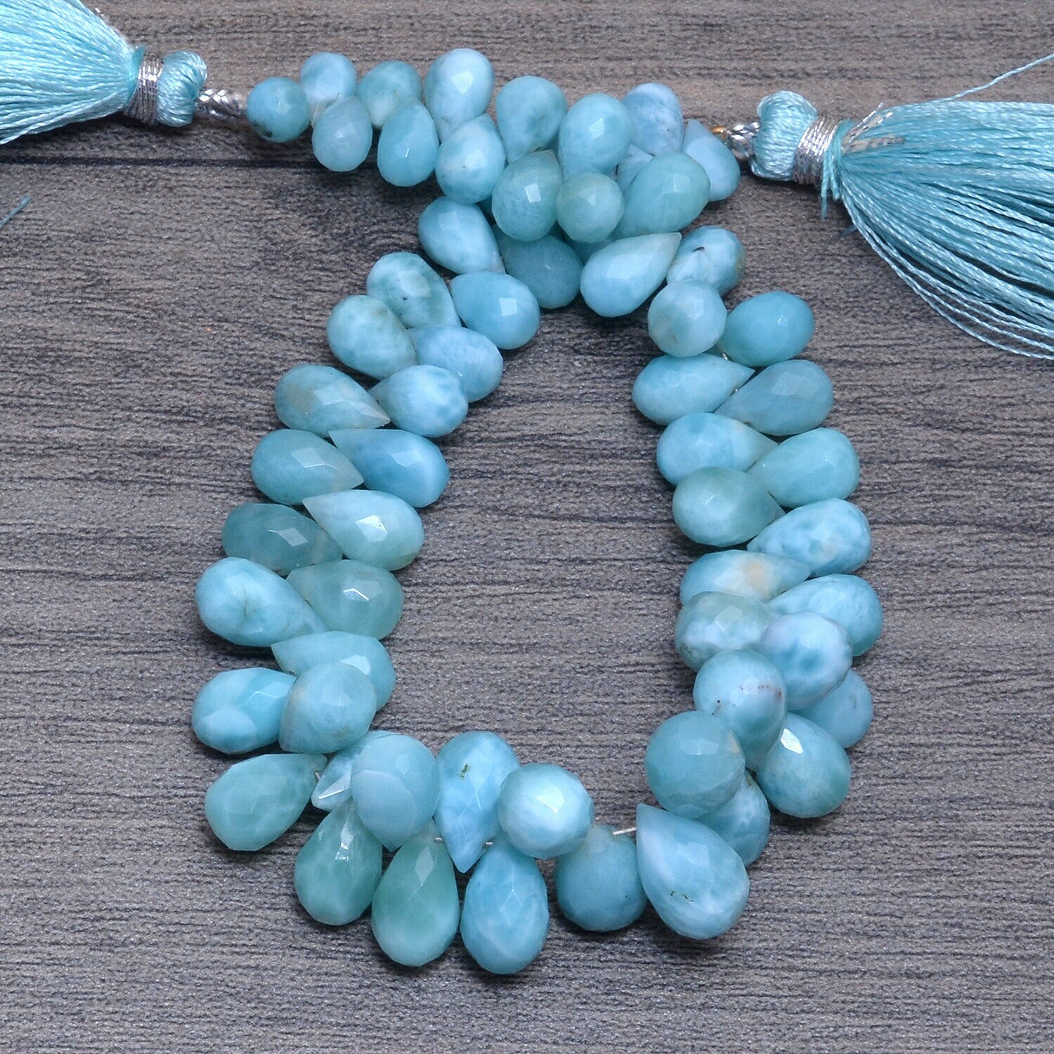 Larimar Teardrop Beads, Gemstone 7x5mm-6x8mm Drops Briolette | 8inch Strand | Natural Dominican Larimar Semi Precious Gemstone Loose Beads Larimar Teardrop Beads, Gemstone 7x5mm-6x8mm Drops Briolette | 8inch Strand | Natural Dominican Larimar Semi Precious Gemstone Loose Beads