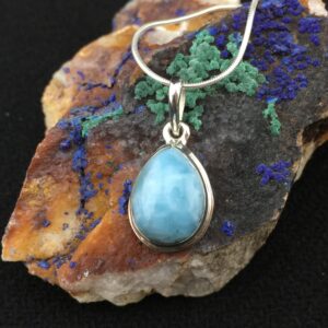 Beata Larimar and Sterling Silver Pendant (pear 8-1) Beata Larimar and Sterling Silver Pendant (pear 8-1)