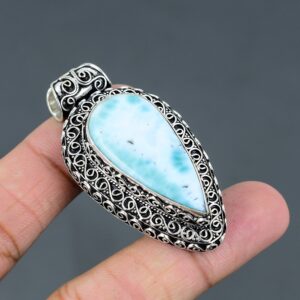 Handmade Larimar Pendant: 925 Sterling Silver Gemstone Jewelry Handmade Larimar Pendant: 925 Sterling Silver Gemstone Jewelry