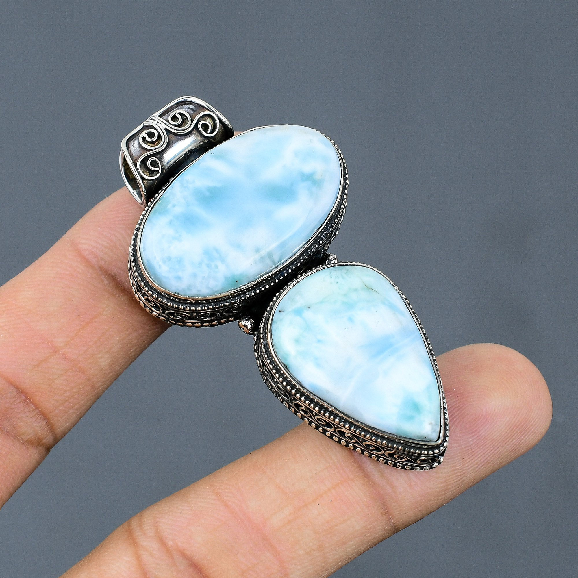 Handmade Larimar Pendant: 925 Sterling Silver Gemstone Jewelry Handmade Larimar Pendant: 925 Sterling Silver Gemstone Jewelry