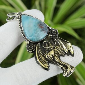 Handmade Larimar Pendant: 925 Sterling Silver Gemstone Jewelry