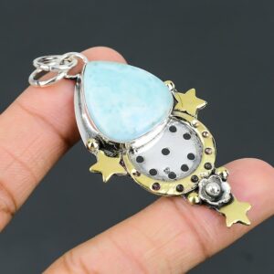 Handmade Larimar Star Pendant: 925 Sterling Silver Gemstone Jewelry Handmade Larimar Star Pendant: 925 Sterling Silver Gemstone Jewelry