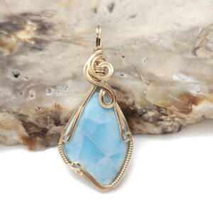 Larimar Pendant in 14k Gold Filled Wire (#5) -- Gorgeous natural color and pattern! Larimar Pendant in 14k Gold Filled Wire (#5) -- Gorgeous natural color and pattern!