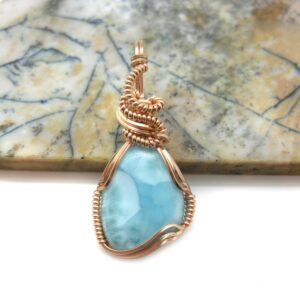 Larimar Pendant in 14k Rose Gold Filled Wire (#5) -- Gorgeous natural color and pattern! Larimar Pendant in 14k Rose Gold Filled Wire (#5) -- Gorgeous natural color and pattern!