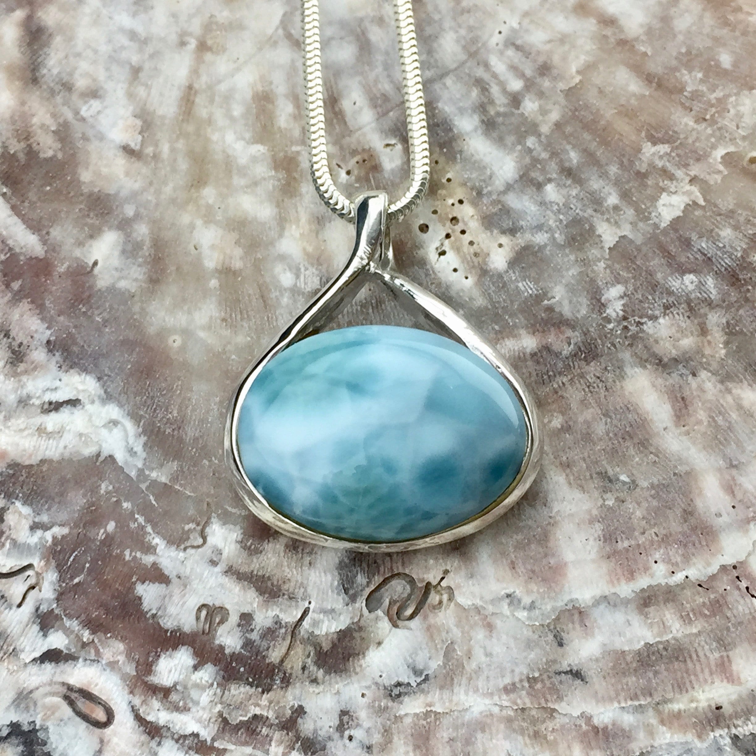 Isabela Genuine Larimar And Sterling Silver Pendant (21-1) Isabela Genuine Larimar And Sterling Silver Pendant (21-1)
