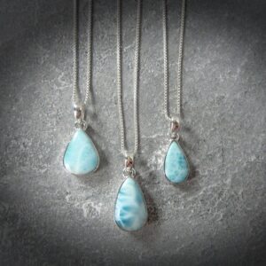 Larimar Necklace Sterling Silver • Genuine Caribbean Larimar Pendant • Gift For Her • Blue Caribbean Gemstone Pendant • Holiday Gift