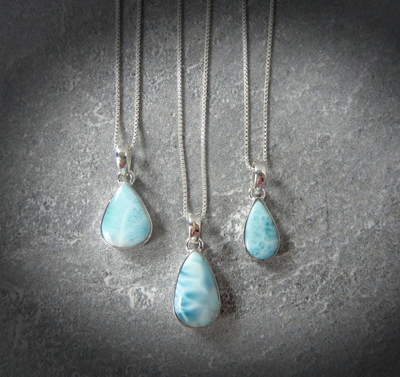 Larimar Necklace Sterling Silver • Genuine Caribbean Larimar Pendant • Gift For Her • Blue Caribbean Gemstone Pendant • Holiday Gift Larimar Necklace Sterling Silver • Genuine Caribbean Larimar Pendant • Gift For Her • Blue Caribbean Gemstone Pendant • Holiday Gift