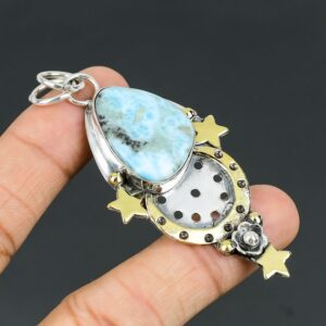 Larimar Star Pendant: Handmade 925 Sterling Silver Gemstone Jewelry Larimar Star Pendant: Handmade 925 Sterling Silver Gemstone Jewelry