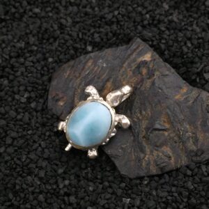 Tortoise Totem: Larimar Cabochon in a Sterling Silver Cast Pendant (2-15) Tortoise Totem: Larimar Cabochon in a Sterling Silver Cast Pendant (2-15)