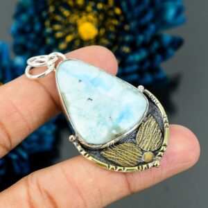 Trillion Larimar Pendant: Handmade 925 Sterling Silver Gemstone Jewelry Trillion Larimar Pendant: Handmade 925 Sterling Silver Gemstone Jewelry