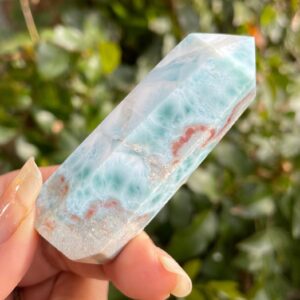 AA Blue Larimar Crystal Tower: Dominican Pectolite Point (63.77G)